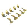 RC Boat CNC Aluminum Alloy Propeller Pair 7075 High Speed CW CCW Propellers Pitch 1.6 Gold 4mm/4.76mm Shaft Hole(4.76mm,44mm) view 2