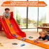 15Ft Flex Track Starter Set  Classic Extra Long Bendable Flexible Race Car Track, Rolls Up Racetrack Portable, Compatible with Diecast 1/64 Scale Cars Hot Wheels Matchbox, Kids 3+ Years-Orange view 2