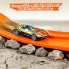 15Ft Flex Track Starter Set  Classic Extra Long Bendable Flexible Race Car Track, Rolls Up Racetrack Portable, Compatible with Diecast 1/64 Scale Cars Hot Wheels Matchbox, Kids 3+ Years-Orange view 3