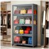 4-Tier Display Cabinet with Acrylic Flip Doors, Transparent Bamboo Curio Display Case for Figures, Display Shelves for Collectibles for Home, Living Room,Gray,4 flip Doors view 1