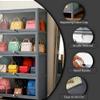 4-Tier Display Cabinet with Acrylic Flip Doors, Transparent Bamboo Curio Display Case for Figures, Display Shelves for Collectibles for Home, Living Room,Gray,4 flip Doors view 3