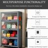 4-Tier Display Cabinet with Acrylic Flip Doors, Transparent Bamboo Curio Display Case for Figures, Display Shelves for Collectibles for Home, Living Room,Gray,4 flip Doors view 4