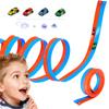 YHPANSHIZ 20-Foot Flexible Two-Color Racetrack with Suction Cup is a Portable Roll-up DIY Racetrack with Four 1/64 Die-cast Cars. Suitable for Boys and Girls Ages 3+. view 2