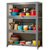 3-Tier Curio Display Cabinet, Storage Shelves with Acrylic Flip Door, Collectibles Toy Organizers Rack & Display Shelf, Bookshelf and Bookcase for Playroom,Gray,3 flip Doors view 1