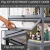3-Tier Curio Display Cabinet, Storage Shelves with Acrylic Flip Door, Collectibles Toy Organizers Rack & Display Shelf, Bookshelf and Bookcase for Playroom,Gray,3 flip Doors view 3