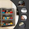 3-Tier Curio Display Cabinet, Storage Shelves with Acrylic Flip Door, Collectibles Toy Organizers Rack & Display Shelf, Bookshelf and Bookcase for Playroom,Gray,3 flip Doors view 4
