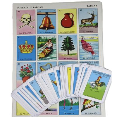 3 Diamonds Traditional Mexican Jumbo Loteria Card Game Set, 10 Tablas, 40 Cards, Classic Bingo Style Family Board Game, Colorful Illustrated Cards Jumbo Size L 10 x H 15
