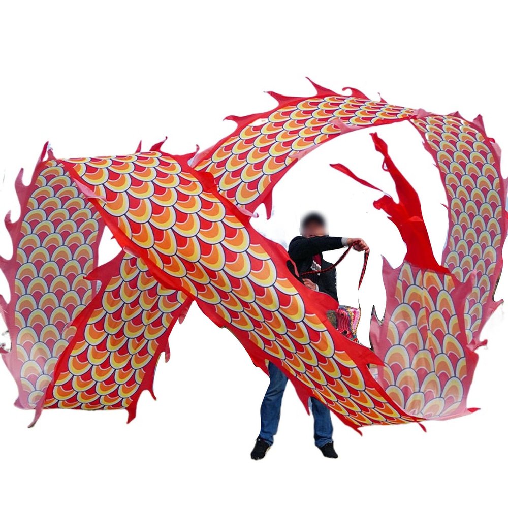 BPGSLYX Dragon Dance Streamer - Outdoor Play Decor for Joyful Ambiancem,Fitness Streamer Square Exercise Dance Dragon Poi for Adults Seniors  (6m,red)
