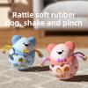 Baby Rattle Toy for Infants, Soft Rubber Grasp Ball with Built-in Bell, Cartoon Animal Sensory Shaking Toy for Newborn Boys and Girls, Early Development Teething & Motor Skills Toy (Blue) view 2
