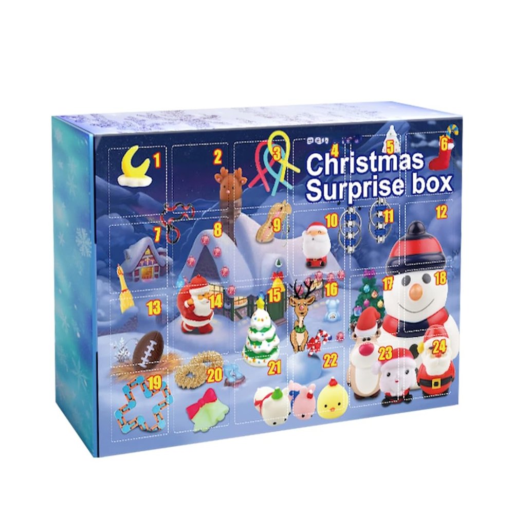 Christmas Advent Calendar Surprise Box, 24 Days Holiday Countdown Gift Box with Random Small Toys, Christmas Stress Relief Blind Box