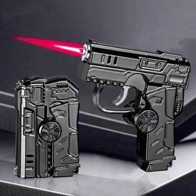Transformation Device Lighter, electroplated Deformation and Folding Lighter, Inflatable Windproof Spinning top (Methane-Free) (Black)