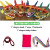 BPGSLYX Multicolor Dragon - Patterned Streamer Portable Dragon poi Ribbon Dragon Dance Ribbon Streamer with Head (8m,Colorful a) view 4