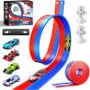15 Ft Flexible Race Car Track for Kids, Double-Sided Racetrack with Suction Cups, Compatible with Diecast 1/64th Cars, Portable Roll Up DIY Track Set, Gift for Boys Girls Ages 3+ view 1