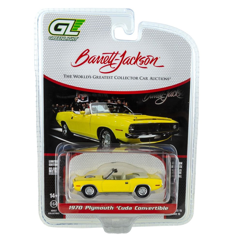 1970 Plymouth 'Cuda Convertible - Yellow (BJ Series 15) Diecast 1:64 Scale Model - Greenlight 37320E