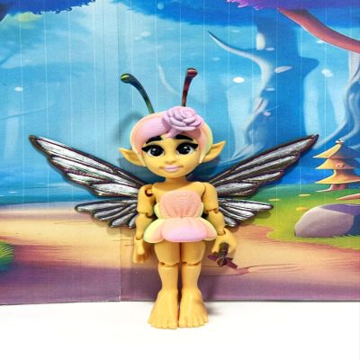 Articulated Fairy Fidget Toy 3D Printed Posable Fairy 5.5" Fairy with Wand Stress Relief ADHD Fidget Toy Articulated Posable Printverse Design - AF001-RBW