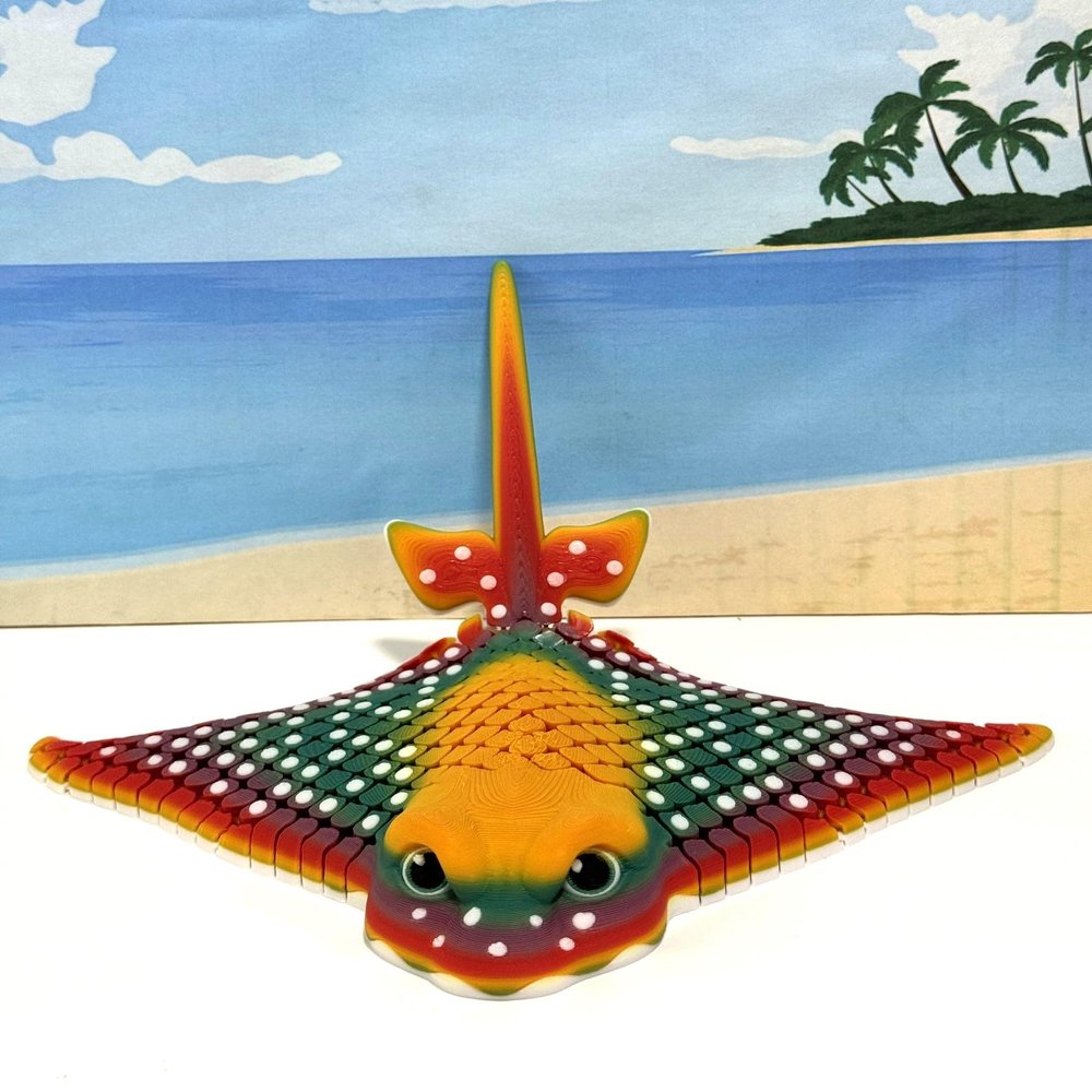 3D Printed Eagle Ray Model, 9" Articulated Igor, The Spotted Eagle Ray/Manta Ray Sea Animals, Stylish Tabletop Decoration AER-RBW1