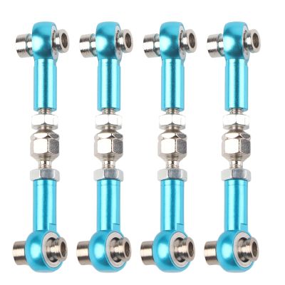 Aoaoy Aluminum Alloy 4 Piece Steering Linkage Rod, RC Upgrade Parts Fits 1:10 Scale RC Cars, Steering Linkage Arm, Metal Rod Accessories (Blue)