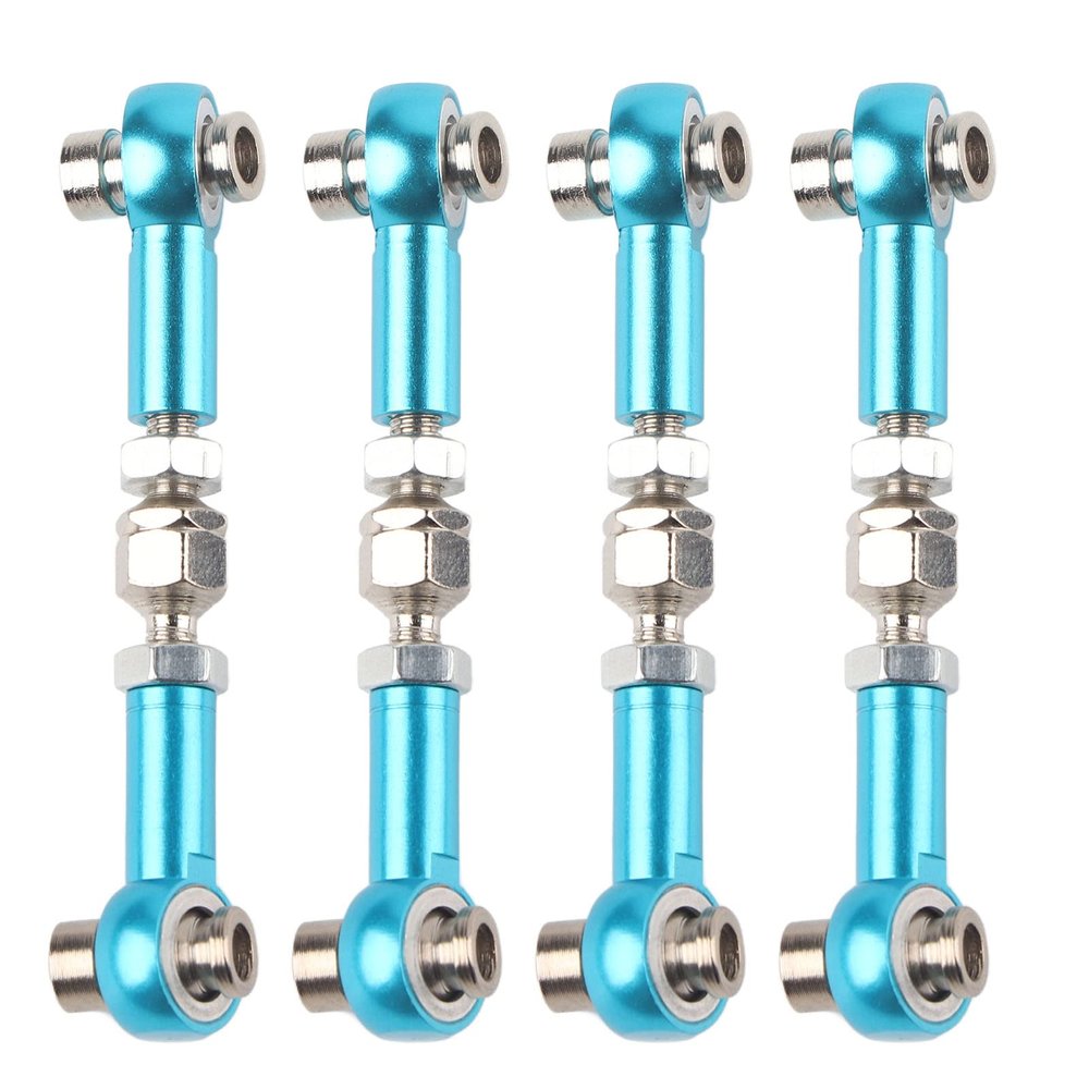 Aoaoy Aluminum Alloy 4 Piece Steering Linkage Rod, RC Upgrade Parts Fits 1:10 Scale RC Cars, Steering Linkage Arm, Metal Rod Accessories (Blue)