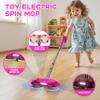 BLAXTEM Kids Electric Spray Spin Mop Toy, Rechargeable Cordless Electric Mop W/ Water Sprayer & LED Headlight for Children Boys & Girls, Cleaning Toy for Pretend Play (Rose Red) view 2