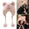 BUBEFSKD Cartoon Piggy Plush Hat Fun Earflap Designs Thermal Furry Animal For Kids Teens Adults Cosplay Party Winter Headwear Thermal Plush view 2