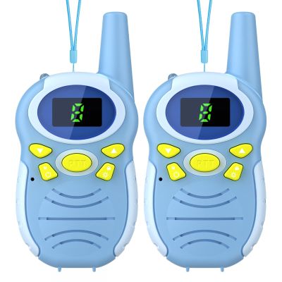 Walkie Talkies for Kids 2 Pack - Boys Girls Christmas Toys Birthday Gifts for Age 4-6 6-8 Year Old Kid Presents - Rechargeable Long Range 2 Way Radio Flashlight Blue Outdoor Toy Camping Hiking