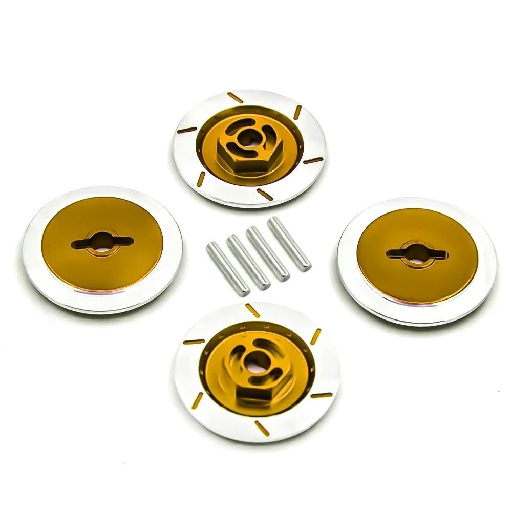 4PCS Metal 12mm Wheel Hex Hub Adapter Brake Disc Compatible with Tami-ya TT01 TT02 HPI HSP 94123 Sakura D4 1/10 RC On Road Racing Car(Yellow)
