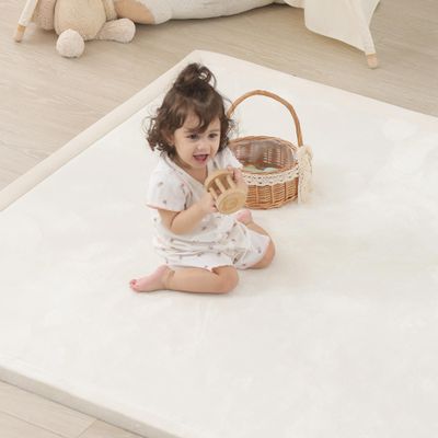 1.5" Thick Baby Play Mat for Floor Tummy Time, 59"x 79" Pro Soft Baby Activity Playmats Playroom, Easy Care with Non-Slip Safe for Infant Toddler Kids Crawling(Cream)