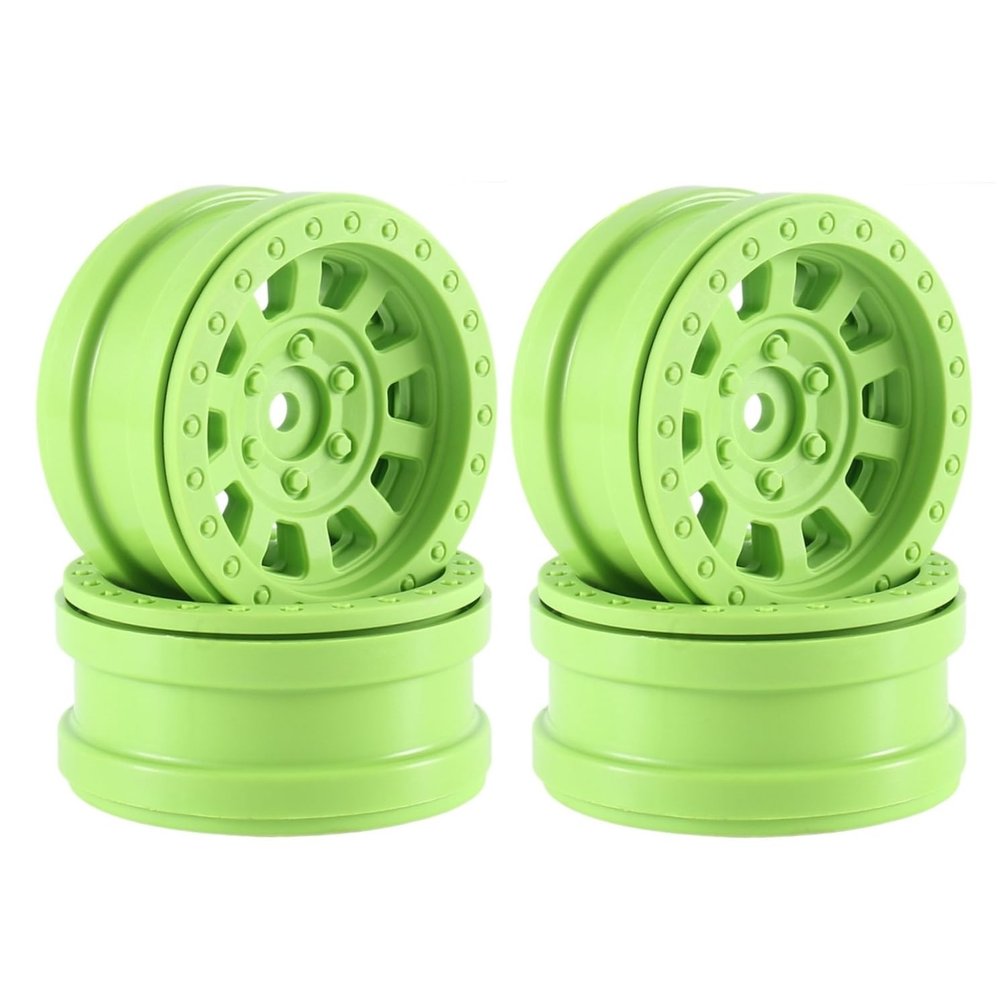 4PCS Plastic Beadlock 1.9" Wheel Hub Wheel Rim Compatible with 1/10 RC Crawler Car Axial SCX10 TRA-XXAS TRX4 RC4WD D90 Redcat Gen8 VS4-10(Green)