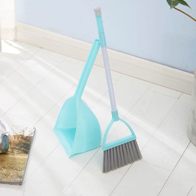 Mini Broom with Dustpan for Kids, Kids Dustpan Set Soft Fur Plastic Small Broom Little Toddler Little Housekeeping Helper Set (Green)