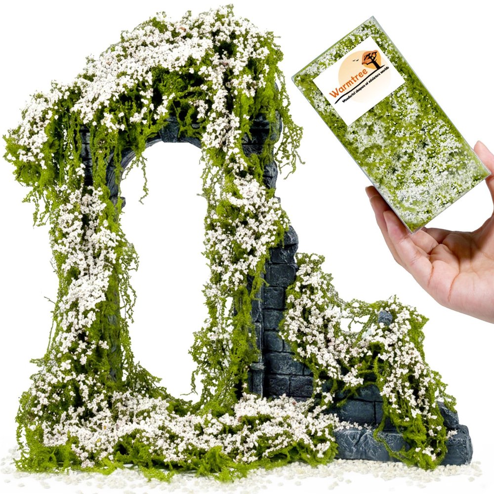 Warmtree Realistic Miniature Vines Simulation Vine Miniature Plants for DIY Mini Model Railway Fairy Garden Architecture Diorama Supplies Scenery Landscape Layout (White)