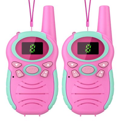 Walkie Talkies for Kids 2 Pack - Boys Girls Christmas Toys Birthday Gifts for Age 4-6 6-8 Year Old Kid Presents - Rechargeable Long Range 2 Way Radio Flashlight Pink Outdoor Toy Camping Hiking