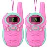 Walkie Talkies for Kids 2 Pack - Boys Girls Christmas Toys Birthday Gifts for Age 4-6 6-8 Year Old Kid Presents - Rechargeable Long Range 2 Way Radio Flashlight Pink Outdoor Toy Camping Hiking view 1