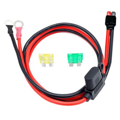 10AWG Anderson Connector to O Ring Terminal CableDual Positive/Negative ATC Style Fuse Holder Cable with 2 Fuse for Automotive Portable Power Station Solar Generators - 2FT