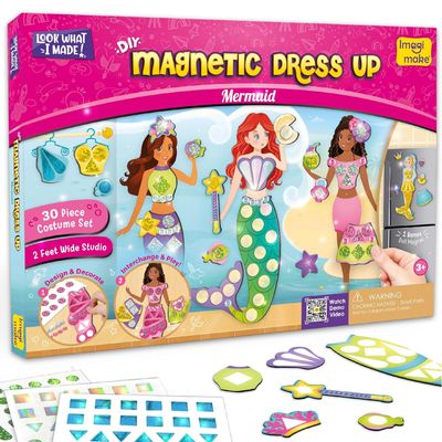 Imagimake DIY Magnetic Dress-Up Mermaid | 30 Magnetic Dresses & Accessories |Mix & Match Pretend Play Magnetic Toys for Girls | Easter Basket Stuffers | 3,4,5,6 & 7 Year Old Girl Birthday Gifts