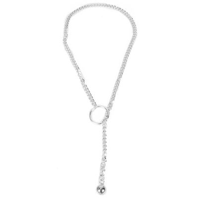 ZYIBPMSJKQCFK Metal Chain Circle Necklace With Pendant ,silvery,54cm