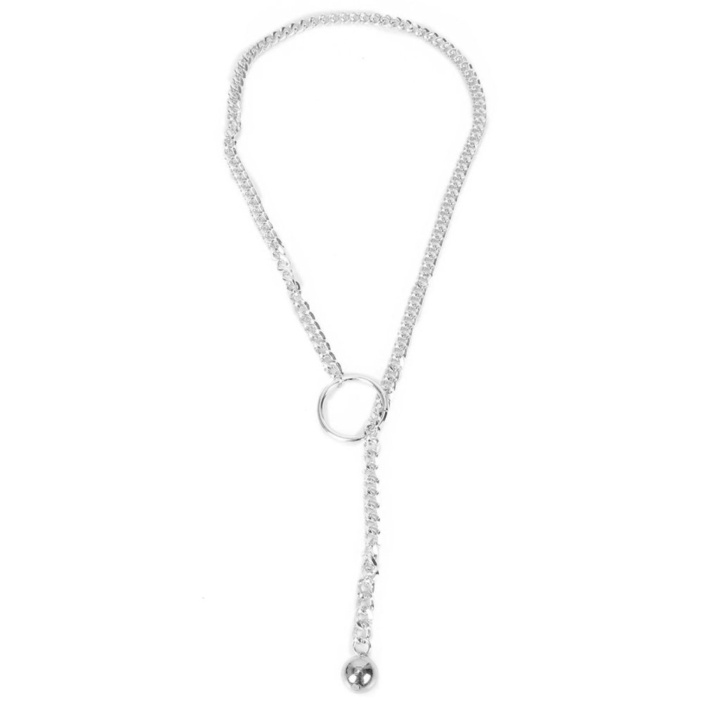 ZYIBPMSJKQCFK Metal Chain Circle Necklace With Pendant ,silvery,54cm