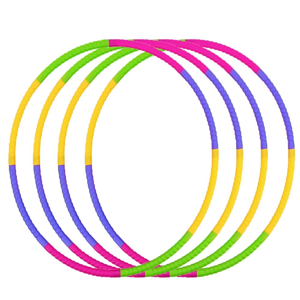 4 Pack Kids Hoops 60cm Colorful 8-Section Detachable Design, Lightweight 110g, Adjustable Weight, Indoor & Outdoor Fun for Ages 37