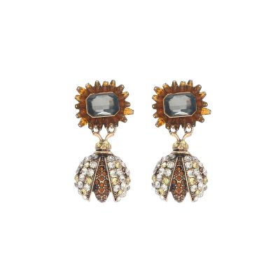 5.6 * 2.7cm Bohemian Insect Flower Retro Style Earrings,Brown,5.6 * 2.7cm