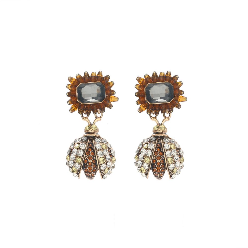 5.6 * 2.7cm Bohemian Insect Flower Retro Style Earrings,Brown,5.6 * 2.7cm