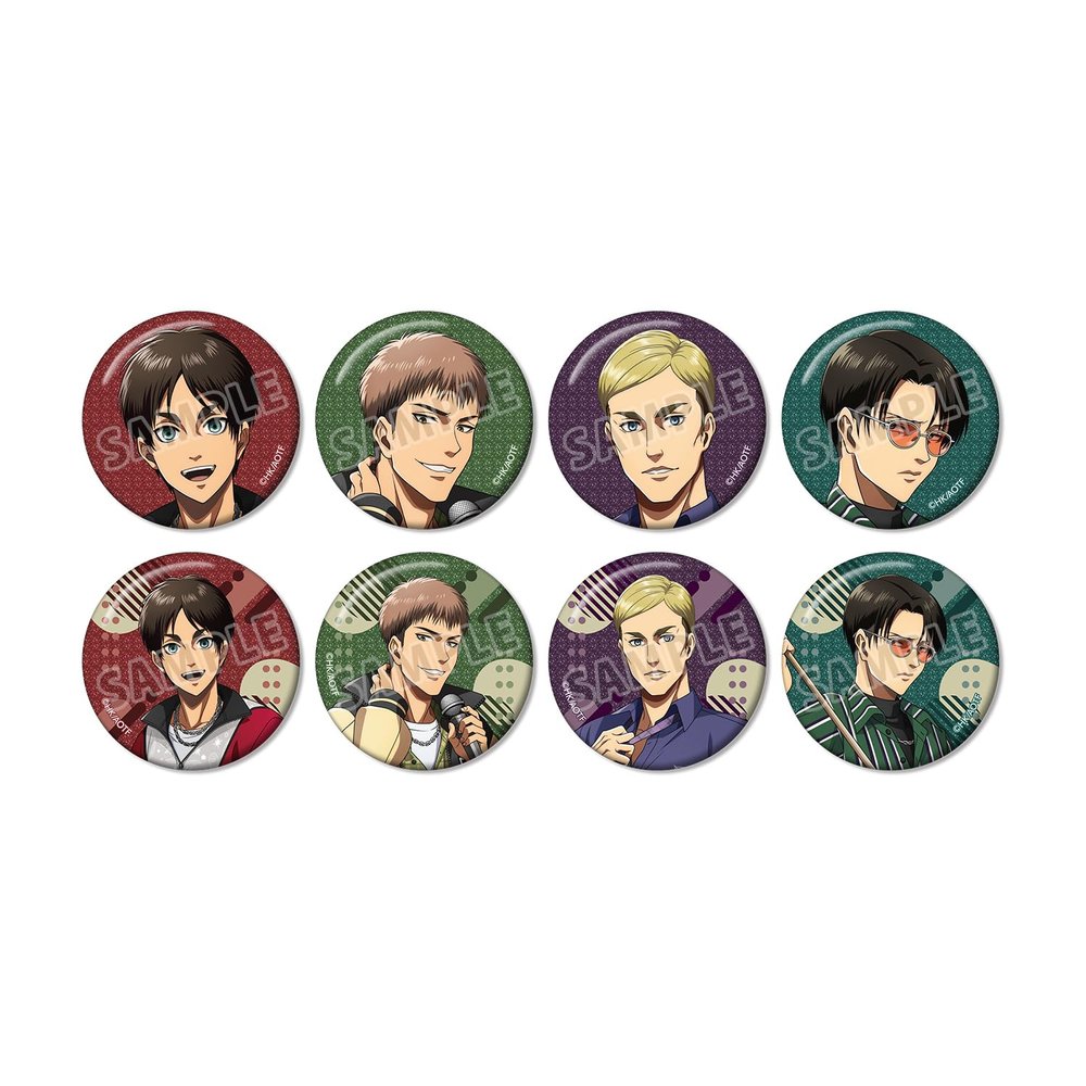 Attack on Titan Retro Style Fashion Version Trading Glitter Tin Badges Box of 8
