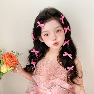 10PCS Mini Cute Bow Hair Clips for Women Girls Small Bowknot Barrettes Pink Blue Bows Cute Satin Hairpins for Ponytail Hairstyle Party Birthday Christmas (Rose Red)
