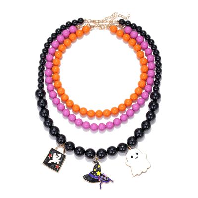 ZYIBPMSJKQCFK Halloween Bead Pendant Festival Multi Layer Necklace ,multicolored,56+7cm