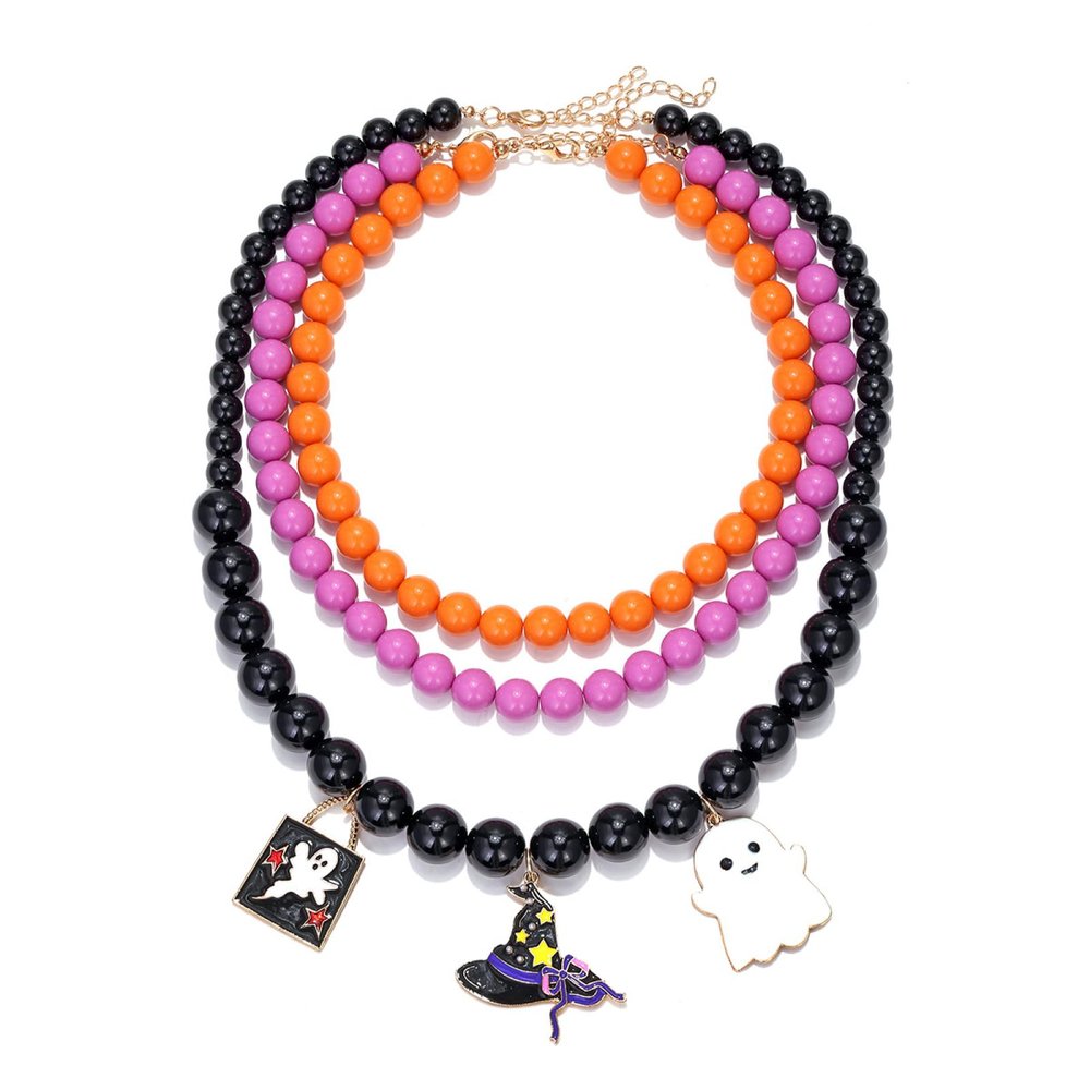 ZYIBPMSJKQCFK Halloween Bead Pendant Festival Multi Layer Necklace ,multicolored,56+7cm