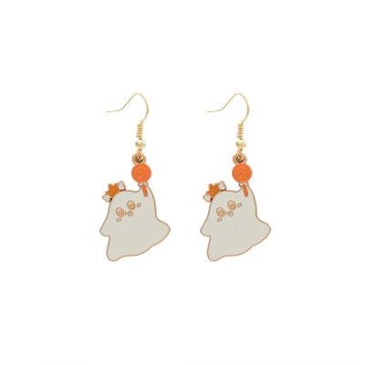 5.2 * 2.3cm/5 * 2cm Retro Halloween Skull Earrings,white 2,5 * 2cm