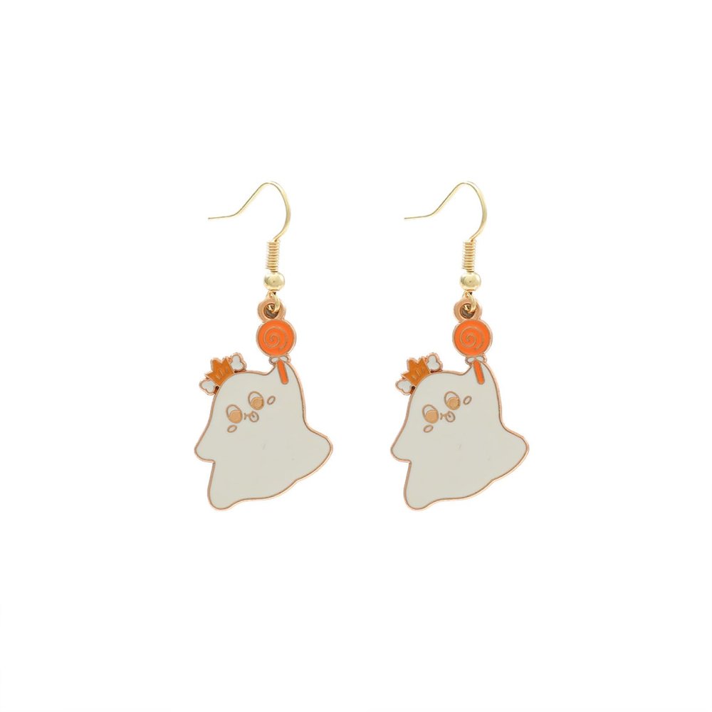 5.2 * 2.3cm/5 * 2cm Retro Halloween Skull Earrings,white 2,5 * 2cm