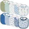 10 Pack Cotton Snap Bibs for Baby Boy Girl, Super Soft Drool Bibs for Teething and Feeding view 1