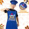 XLSXEXCL Kids Apron and Chef Hat Set, Funny Apron Adjustable Child Aprons Chef in Training Kitchen Aprons for Boys and Girls for Cooking, Baking, Painting, Training (Blue) view 4