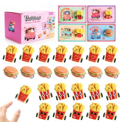 28 Pcs Valentines Day Pull-Back Burger&Fries Cars and Cards, Valentines Day Gifts for Kids, Cute Fidget Toys for Kids Valentines, Valentines Cards for School, Classroom Exchange Party Favors