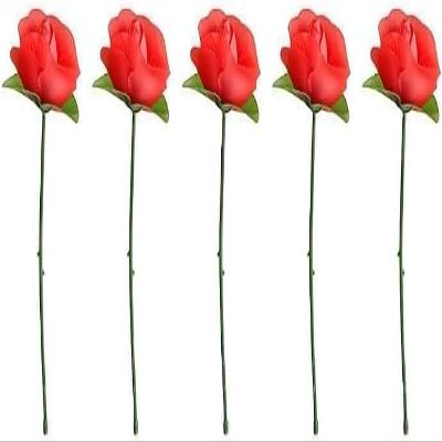 Cauaoa 5-Pack Collapsible Rose Magic Tricks - Instant Flower Appearance Illusion for Close-Up Magic Shows, Street Performances and Party Pranks | Flexible Alloy Petals (Crimson Red)