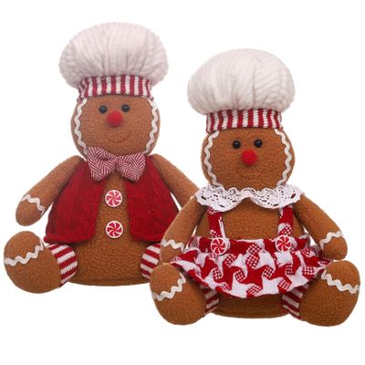 2PCS Gingerbread Man Plush Toy 9.5 Inch Cute Christmas Stuffed Animals for Xmas Tree Topper Xmas Party Tabletop Decor Gingerbread Christmas Decorations Toys Ginger Bread Decor